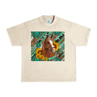Sandshell western horse with gemstone and sunflower Urban Heavy Tee - Artiststas
