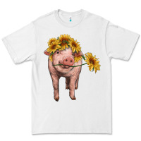 White pig with sunflowers Premium Tee - RanaPortraitStore