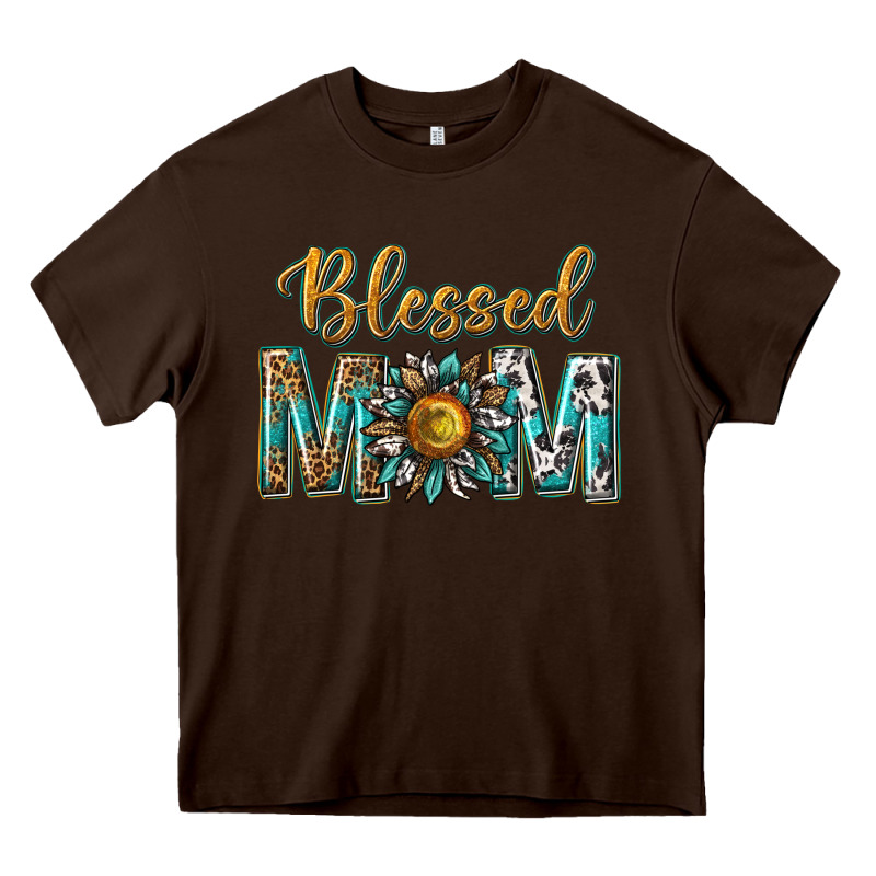 Western Blessed Mom With Sunflower Heavy Core Tee by texasbilliewilder | Teevron