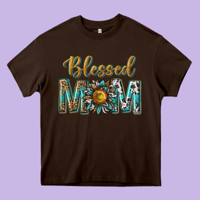 Western Blessed Mom With Sunflower Heavy Core Tee Designed By Texasbilliewilder