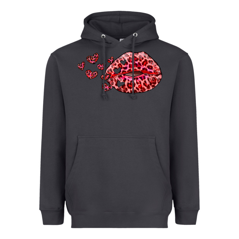 Kiss With Leopard And Hearts Heavyweight Hoodie by RanaPortraitStore | Teevron