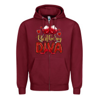 Burgundy birthday diva Zipper Hoodie - MaliasSmallBusiness