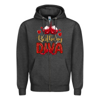Charcoal Heather birthday diva Zipper Hoodie - MaliasSmallBusiness