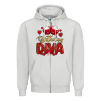 Dove Grey birthday diva Zipper Hoodie - MaliasSmallBusiness