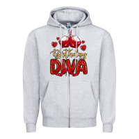Heather Grey birthday diva Zipper Hoodie - MaliasSmallBusiness