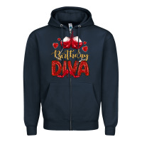 Navy birthday diva Zipper Hoodie - MaliasSmallBusiness