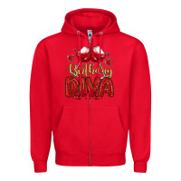 Red birthday diva Zipper Hoodie - MaliasSmallBusiness