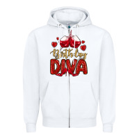 White birthday diva Zipper Hoodie - MaliasSmallBusiness