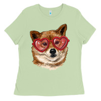 Matcha shiba inu with love glasses Ladies Tee - RanaPortraitStore