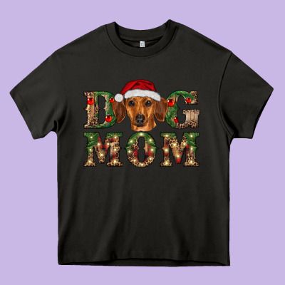Christmas Dog Mom Dachshund Heavy Core Tee Designed By Ranaportraitstore