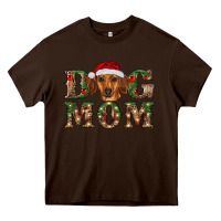 Chocolate Brown christmas dog mom dachshund Heavy Core Tee - RanaPortraitStore