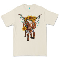 Bone longhorn cow with sunflowers Premium Tee - RanaPortraitStore