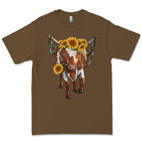 Cacao longhorn cow with sunflowers Premium Tee - RanaPortraitStore