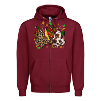 Burgundy hair stylist with christmas tree Zipper Hoodie - MaliasSmallBusiness