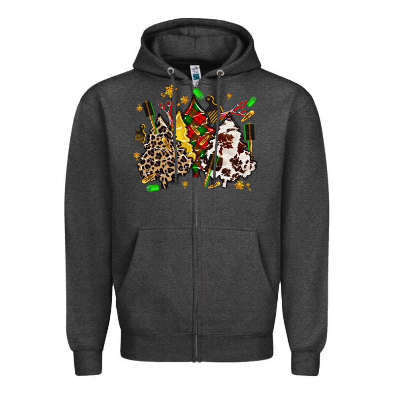 Hair Stylist With Christmas Tree Zipper Hoodie by MaliasSmallBusiness | Teevron