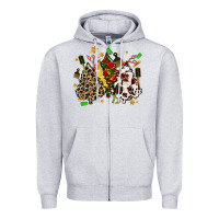 Heather Grey hair stylist with christmas tree Zipper Hoodie - MaliasSmallBusiness