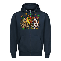 Navy hair stylist with christmas tree Zipper Hoodie - MaliasSmallBusiness