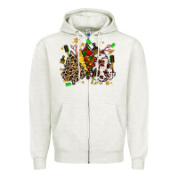 Oatmeal Heather hair stylist with christmas tree Zipper Hoodie - MaliasSmallBusiness