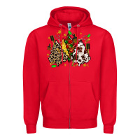 Red hair stylist with christmas tree Zipper Hoodie - MaliasSmallBusiness