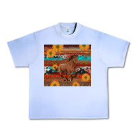 Grape Ice western horse and sunflowers cowhide leopard with aztec Urban Heavy Tee - Artiststas