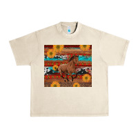 Sandshell western horse and sunflowers cowhide leopard with aztec Urban Heavy Tee - Artiststas