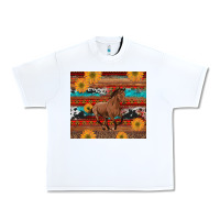 White western horse and sunflowers cowhide leopard with aztec Urban Heavy Tee - Artiststas