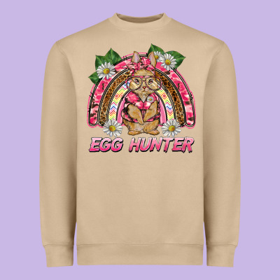 Easter Pink Camouflage Egg Hunter  Bunny Rainbow Heavyweight Sweatshirt Designed By Barkaloodesign