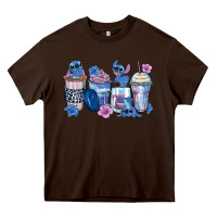 Chocolate Brown stitch coffee cups Heavy Core Tee - Zillion Design Studio