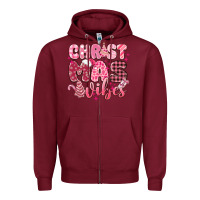 Burgundy christmas vibes pink Zipper Hoodie - MaliasSmallBusiness