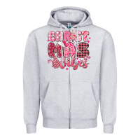Heather Grey christmas vibes pink Zipper Hoodie - MaliasSmallBusiness