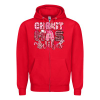 Red christmas vibes pink Zipper Hoodie - MaliasSmallBusiness