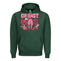 Sports Green christmas vibes pink Zipper Hoodie - MaliasSmallBusiness
