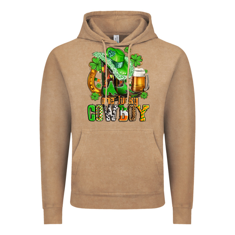 One Lucky  Cowboy With Hat And Boots Vintage Hoodie by AdoDesignShop | Teevron