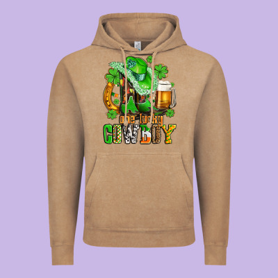 One Lucky  Cowboy With Hat And Boots Vintage Hoodie Designed By Adodesignshop