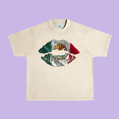 Mexico Lips Urban Heavy Tee Designed By Adodesignshop