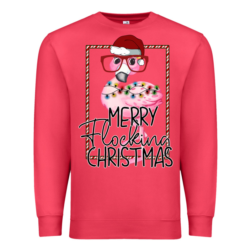 Merry Flock Christmas Flamingo Christmas Premium Sweatshirt by Bettercallsaul | Teevron