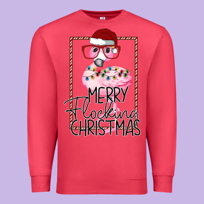 Merry Flock Christmas Flamingo Christmas Premium Sweatshirt Designed By Bettercallsaul