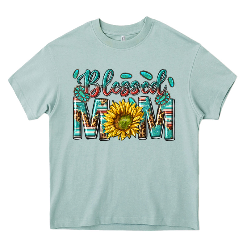Western Blessed Mom With Sunflower Heavy Core Tee by texasbilliewilder | Teevron