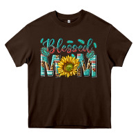 Chocolate Brown western blessed mom with sunflower Heavy Core Tee - texasbilliewilder
