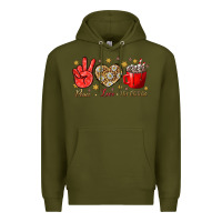 Army Green Peace love hot chocolate Premium Hoodie - NancyCooperArtShop