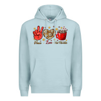 Blue Mist Peace love hot chocolate Premium Hoodie - NancyCooperArtShop
