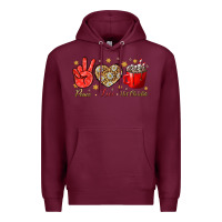Burgundy Peace love hot chocolate Premium Hoodie - NancyCooperArtShop