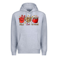 Heather Grey Peace love hot chocolate Premium Hoodie - NancyCooperArtShop