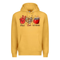 Mustard Peace love hot chocolate Premium Hoodie - NancyCooperArtShop