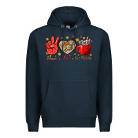Navy Peace love hot chocolate Premium Hoodie - NancyCooperArtShop