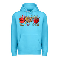 Ocean Blue Peace love hot chocolate Premium Hoodie - NancyCooperArtShop