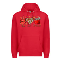 Red Peace love hot chocolate Premium Hoodie - NancyCooperArtShop