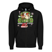 Black christmas santa and reindeer truck Zipper Hoodie - MaliasSmallBusiness