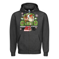 Charcoal Heather christmas santa and reindeer truck Zipper Hoodie - MaliasSmallBusiness