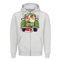 Dove Grey christmas santa and reindeer truck Zipper Hoodie - MaliasSmallBusiness